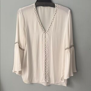 Tahari Cream Blouse with Embellished Details